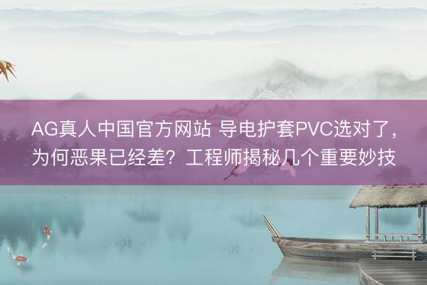AG真人中国官方网站 导电护套PVC选对了，为何恶果已经差？工程师揭秘几个重要妙技