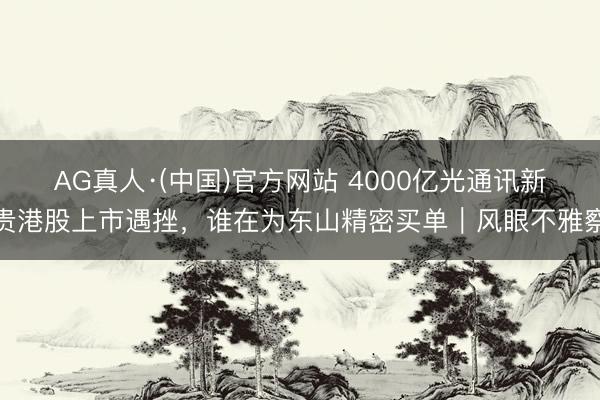 AG真人·(中国)官方网站 4000亿光通讯新贵港股上市遇挫，谁在为东山精密买单｜风眼不雅察