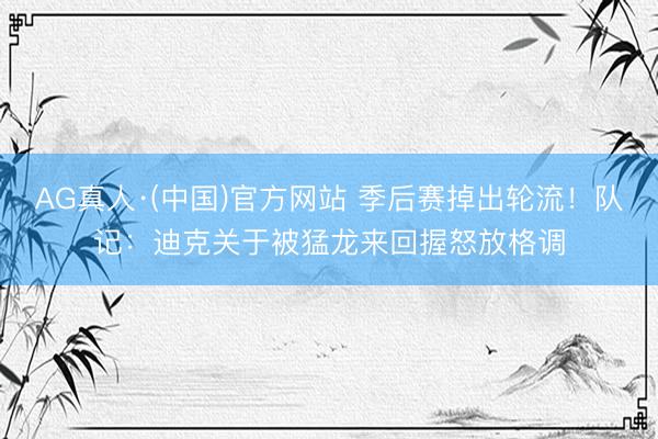 AG真人·(中国)官方网站 季后赛掉出轮流!队记:迪克关于被猛龙来回握怒放格调