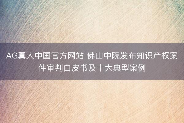 AG真人中国官方网站 佛山中院发布知识产权案件审判白皮书及十大典型案例